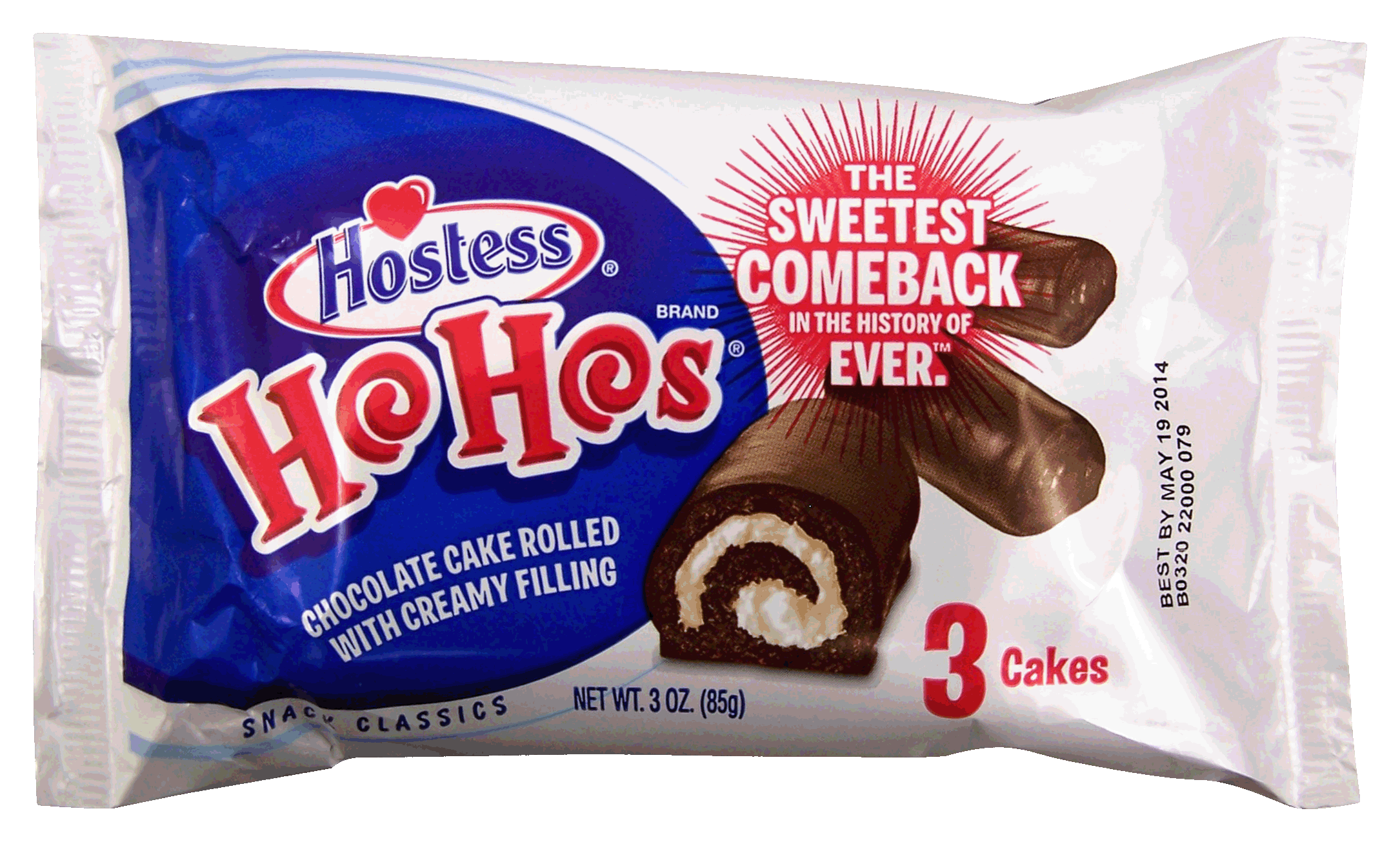 Hostess Ho Hos chocolate cake rolled with creamy filling, 3-pack Full-Size Picture